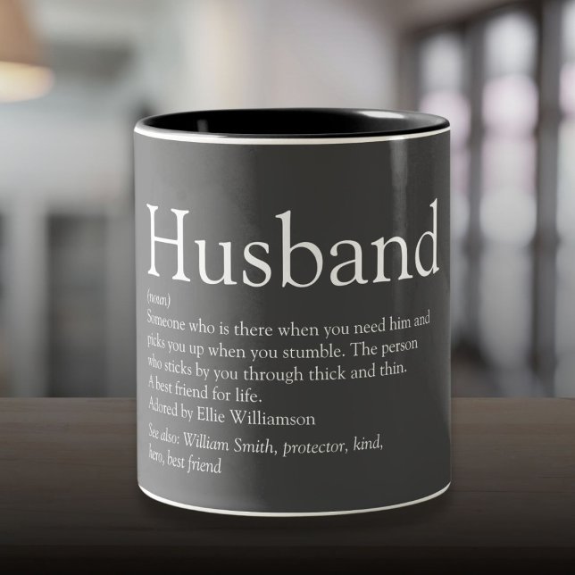 Tasse 2 Couleurs Définition du mari cool Gris moderne (Cool Husband Definition Modern Gray Two-Tone Coffee Mug)