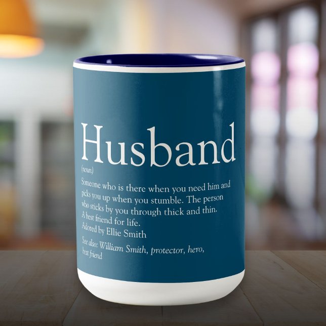 Tasse 2 Couleurs Définition du meilleur mari du monde (World's Best Ever Husband Definition Two-Tone Coffee Mug)
