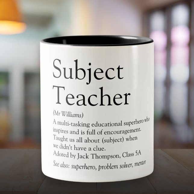 Tasse 2 Couleurs Définition du Meilleur Professeur du Monde (World's Best Ever Teacher Definition Two-Tone Coffee Mug)