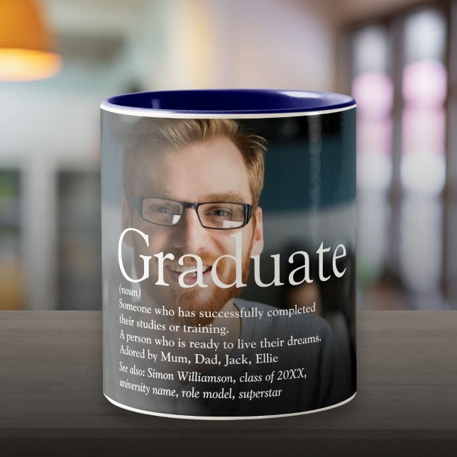 Tasse 2 Couleurs Définition personnalisée de la photographie (Personalized Photo Graduate Definition Two-Tone Coffee Mug)