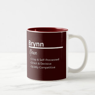 Tasse 2 Couleurs Définition Personnalisée du Nom de Fille Brynn