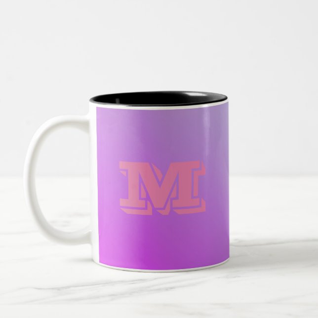 Tasse 2 Couleurs Dégradé initial de violet personnalisé (Gauche)