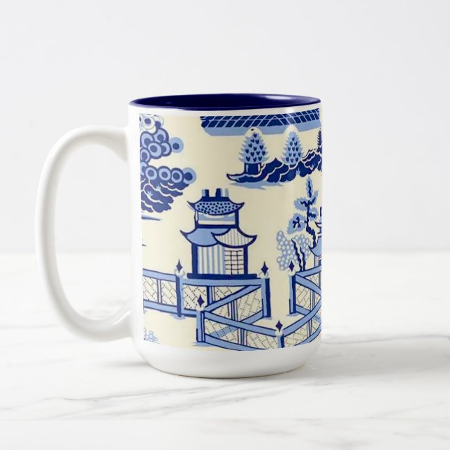 Tasse 2 Couleurs Delft Blue China Ming Dynastie Tea House (Gauche)