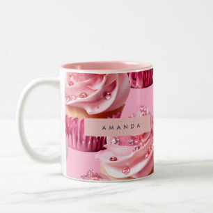 Tasse 2 Couleurs Délice de Cupcake Rose Glamour Étincelle Personnal