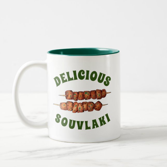 Tasse 2 Couleurs Délicieux Souvlaki Viande Porc brochette Cuisine g (Gauche)