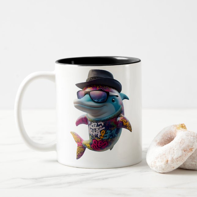 Tasse 2 Couleurs delphin mug. (Avec donut)