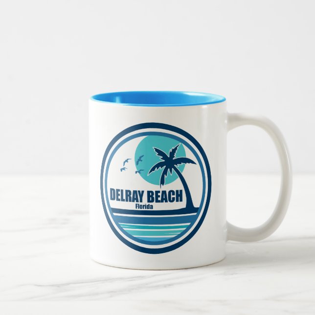 Tasse 2 Couleurs Delray Beach Floride Palm Tree Birds (Droit)