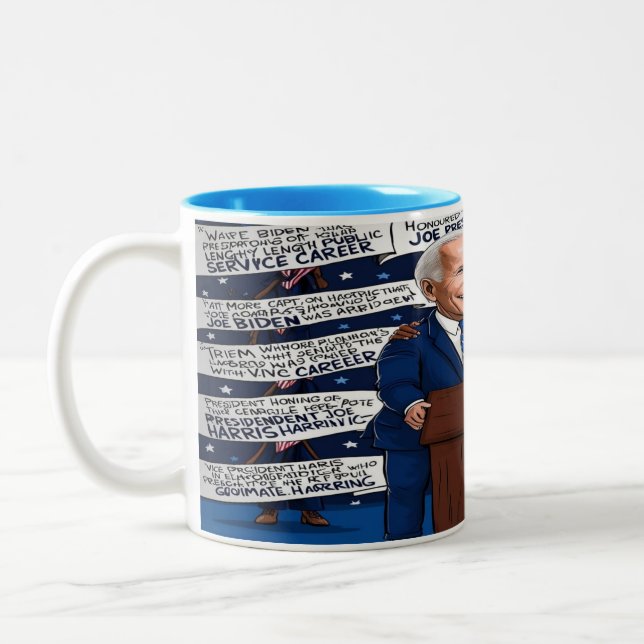 Tasse 2 Couleurs Démocrates Honor Biden, Embrace Harris - 11oz Cera (Gauche)