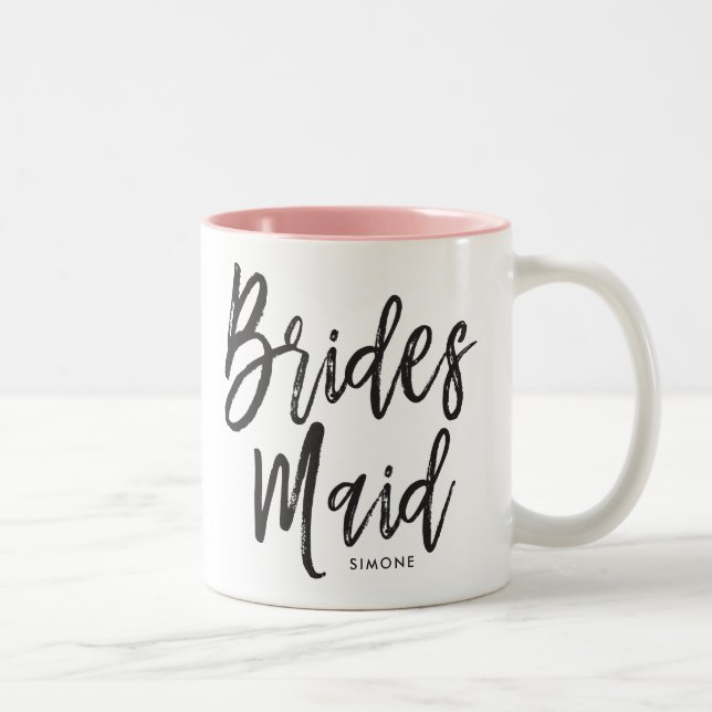 Tasse 2 Couleurs Demoiselles d'honneur | Style de script Mariage pe (Droit)