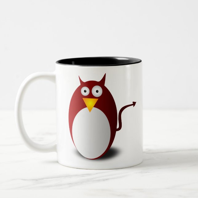 Tasse 2 Couleurs Démon diable de Penguin Linux Tux Ubuntu (Gauche)