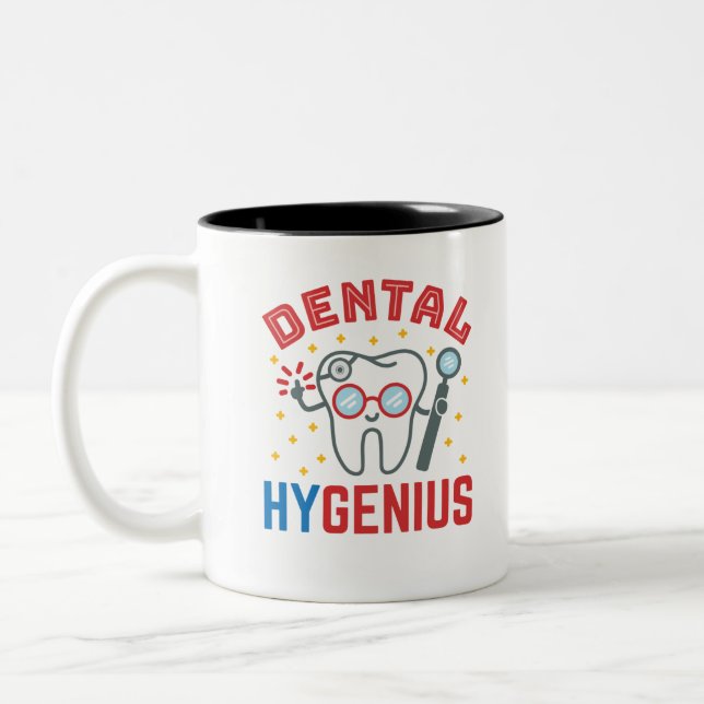 Tasse 2 Couleurs Dental Hygénie Hygiéniste RDH Drôle Appréciation (Gauche)