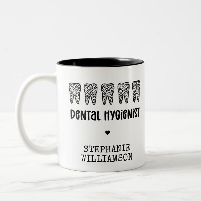 Tasse 2 Couleurs Dentis hygiénistes dentaires personnalisés Emprein (Gauche)