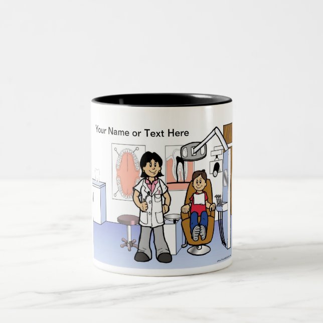 Tasse 2 Couleurs Dentiste - Dessin féminin (Centre)