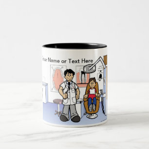 Tasse 2 Couleurs Dentiste - Dessin masculin par PrintedPerfection.c