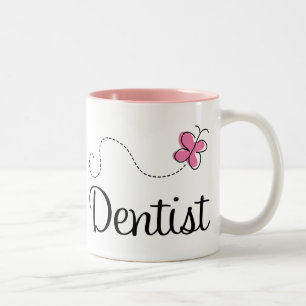 Tasse 2 Couleurs Dentiste rose mignon de papillon