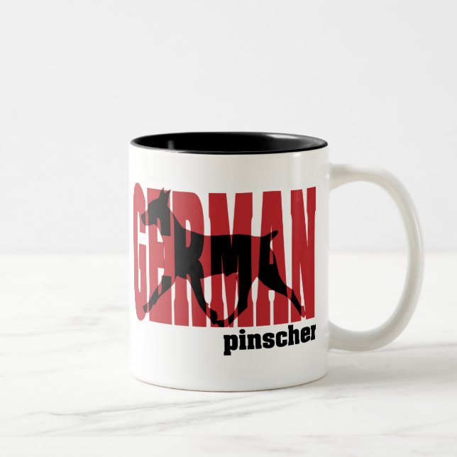Tasse 2 Couleurs Déplacement allemand de silhouette de Pinscher (Droit)