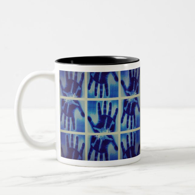 Tasse 2 Couleurs déplaisante main bleue (Gauche)