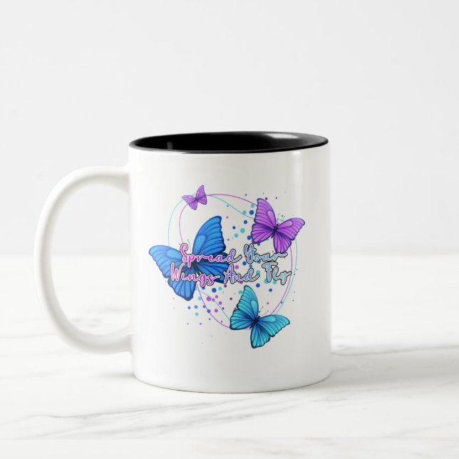 Tasse 2 Couleurs Déployez vos ailes et volez papillon  (Gauche)
