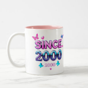Tasse 2 Couleurs DEPUIS 2000 - Y2K Design de typographie esthétique