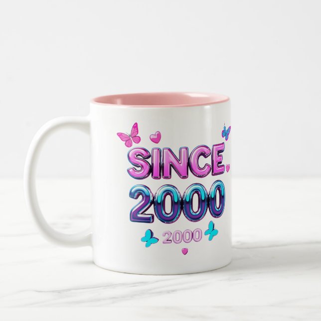 Tasse 2 Couleurs DEPUIS 2000 - Y2K Design de typographie esthétique (Gauche)