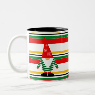 Tasse 2 Couleurs Des bandes colorées avec un joli Noël Gnome