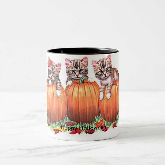 Tasse 2 Couleurs Des chatons en Citrouille pour Halloween (Centre)