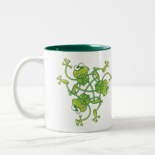 Tasse 2 Couleurs Des grenouilles agitant et s'amusant dans un desig