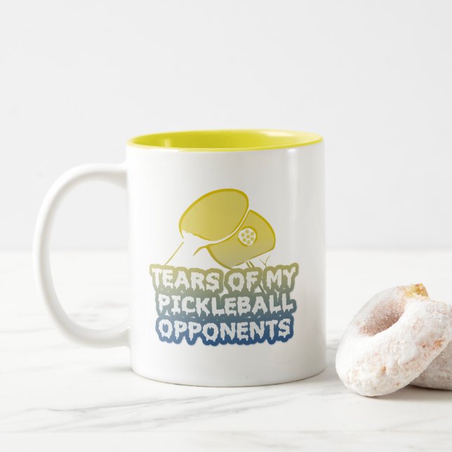Tasse 2 Couleurs Des larmes de mes adversaires de Pickleball une dr (Avec donut)