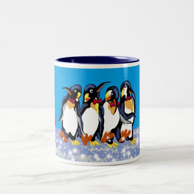 Tasse 2 Couleurs Des pingouins dans les seins, Joyeux Noël ! (Centre)