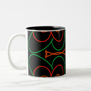 Tasse 2 Couleurs Design Abstrait de fleurs vertes et oranges