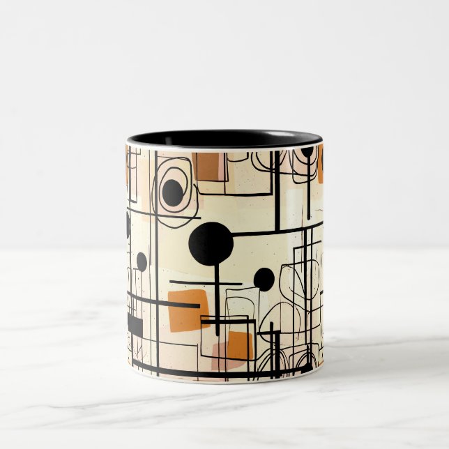 Tasse 2 Couleurs Design abstrait moderne, lignes dynamiques Lancer  (Centre)