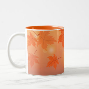 Tasse 2 Couleurs Design d'automne avec feuilles d'érable et effet b