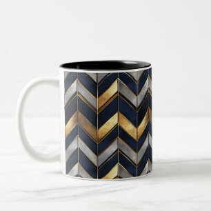Tasse 2 Couleurs "Design de luxe Art Déco : Or, Argent & Bleu