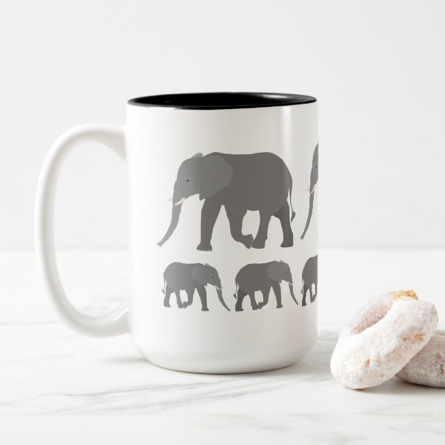 Tasse 2 Couleurs Design éléphant (Avec donut)