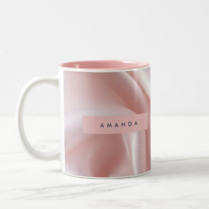 Tasse 2 Couleurs Design en satin rose poudré élégant et personnalis