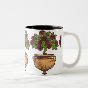 Tasse 2 Couleurs Design fleuri vintage Art Nouveau rose
