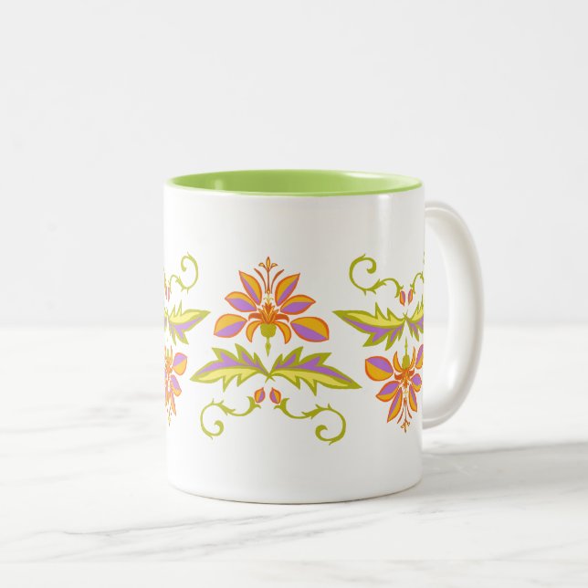 Tasse 2 Couleurs Design floral (Devant droit)