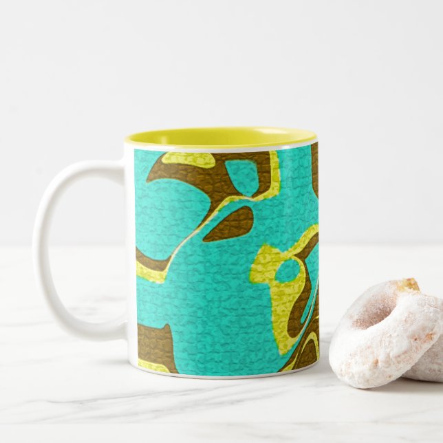 Tasse 2 Couleurs Design Turquoise (Avec donut)