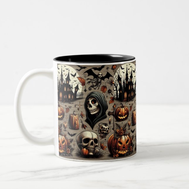 Tasse 2 Couleurs Designs Halloween éffrayants - Parfait pour tous v (Gauche)