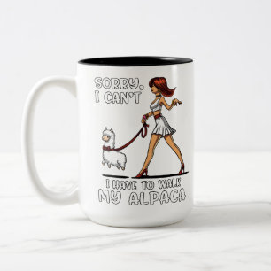 Tasse 2 Couleurs Désolé je me biseaute dois marcher mon lama