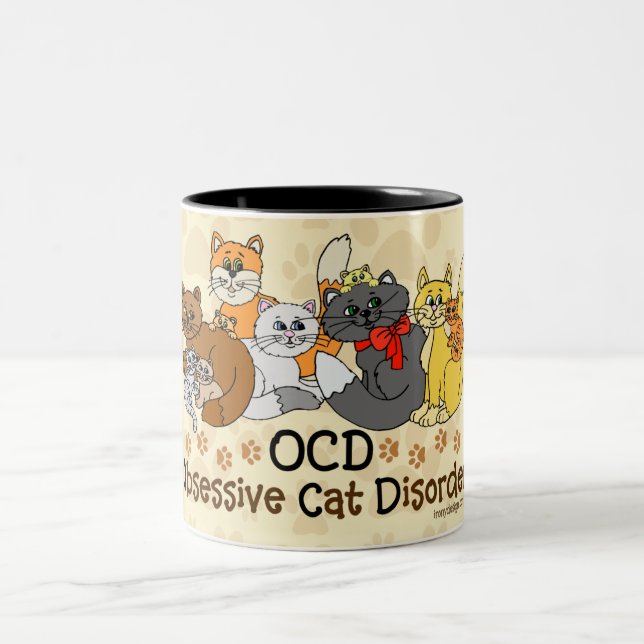 Tasse 2 Couleurs Désordre obsédant de chat d'OCD (Centre)