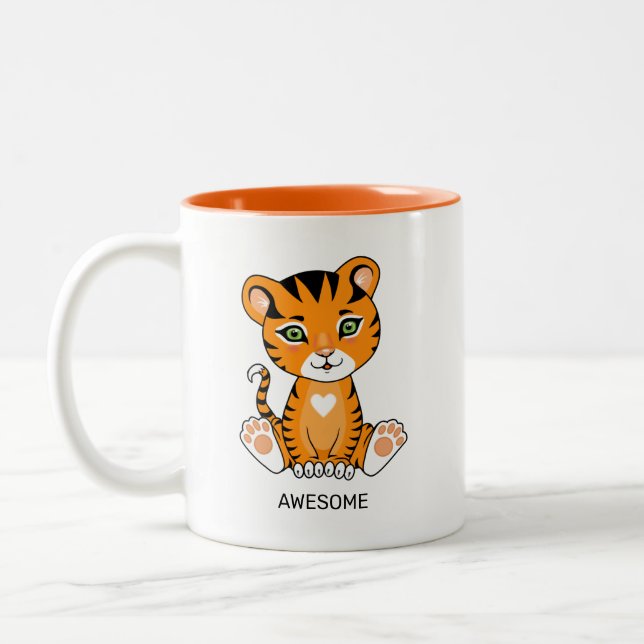 Tasse 2 Couleurs Dessin animal sauvage pour bébé tigre (Gauche)
