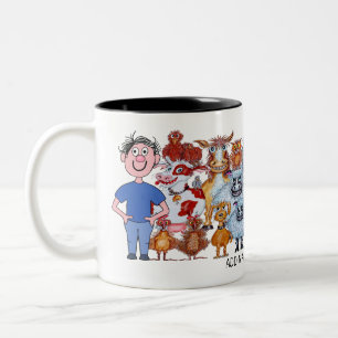 Tasse 2 Couleurs Dessin animé d'homme et d'animaux