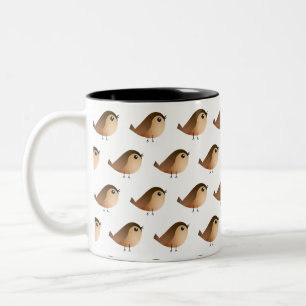 Tasse 2 Couleurs Dessin animé d'oiseau moineau