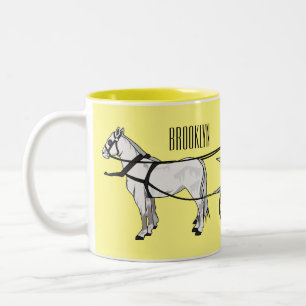 Tasse 2 Couleurs dessin animé mariage cheval & calèche