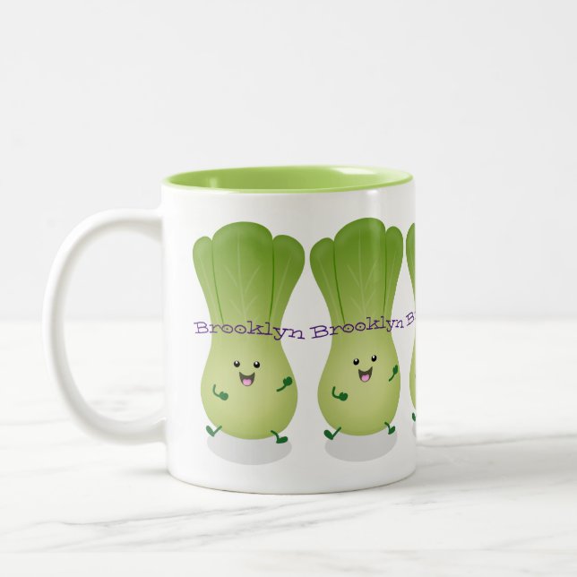 Tasse 2 Couleurs dessin animé mignon de bok choy (Gauche)