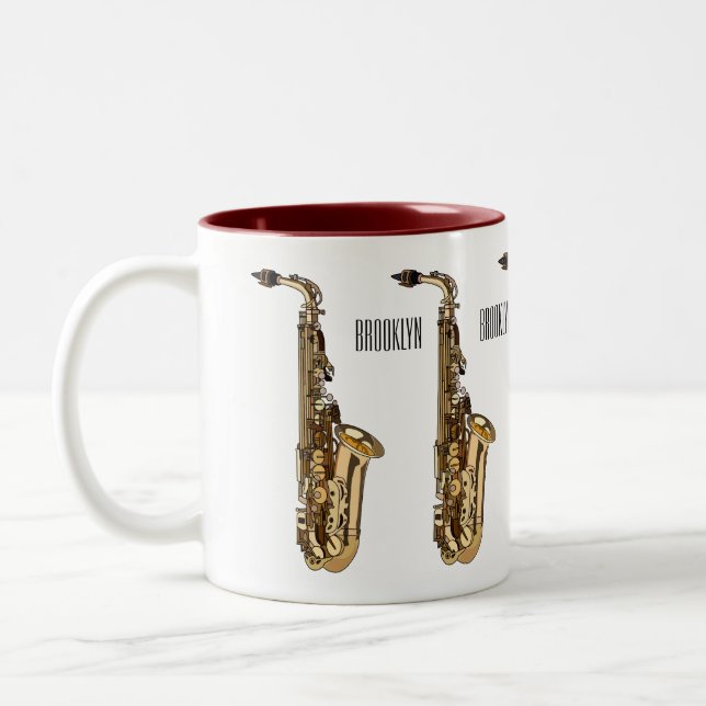 Tasse 2 Couleurs dessin animé saxophone (Gauche)