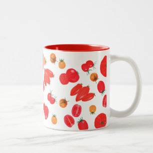 Tasse 2 Couleurs Dessin au crayon couleur tomate jaune et rouge
