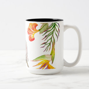 Tasse 2 Couleurs Dessin d'aquarelle d'un perroquet de cacatoès