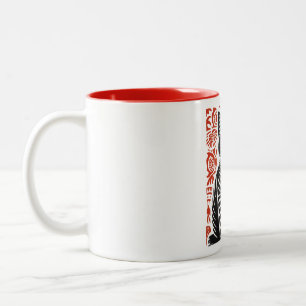 Tasse 2 Couleurs Dessin d'art populaire de chat noir minimaliste